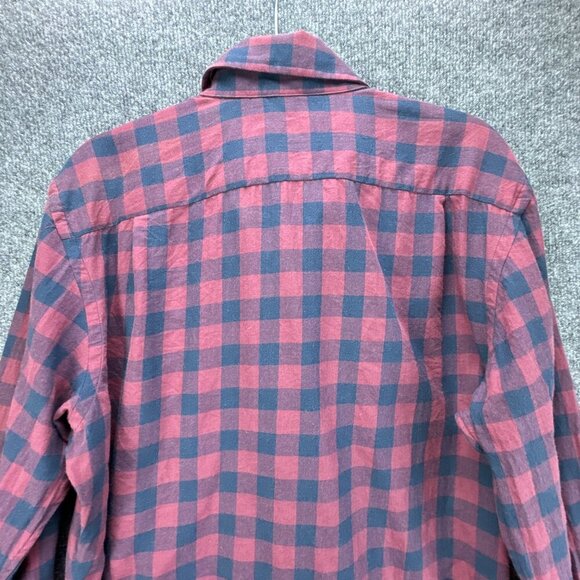 Teddy‎ Stratford Shirt Mens 3 M/L Maroon Blue Zip Button Up Check Cotton Pockets - Picture 6 of 16